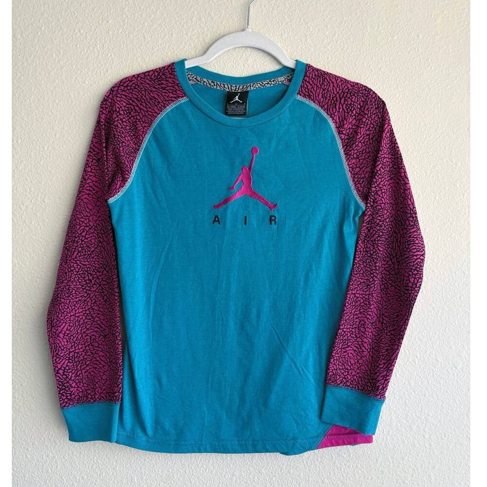 Air Jordan jump man Blue Pink Long Sleeve streetwear sportswear sporty retro gym